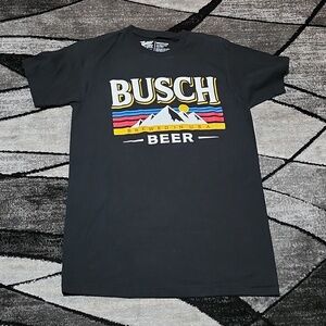 BUSCH BEER BREWED IN USA MOUNTAIN GRAPHIC DESIGN BLACK CREW-NECK TEE-SHI…